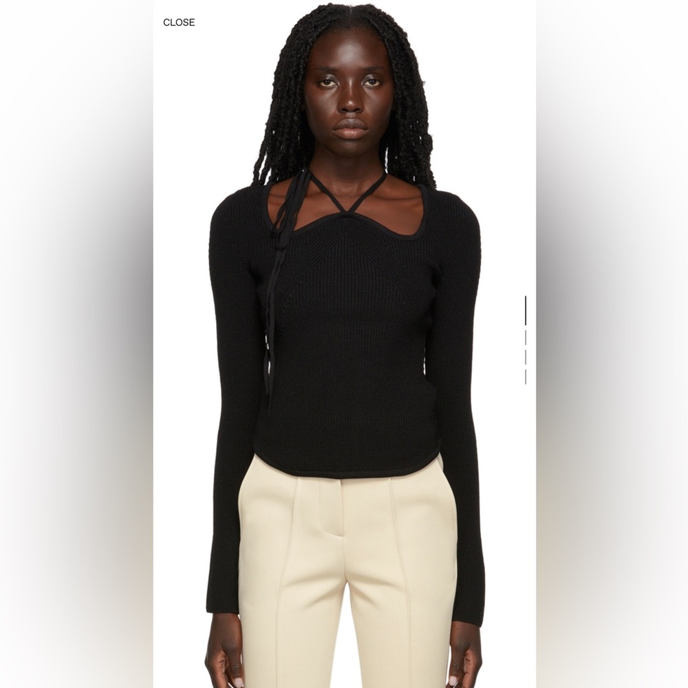 Recto Black Ribbed Neck Strap Sweater